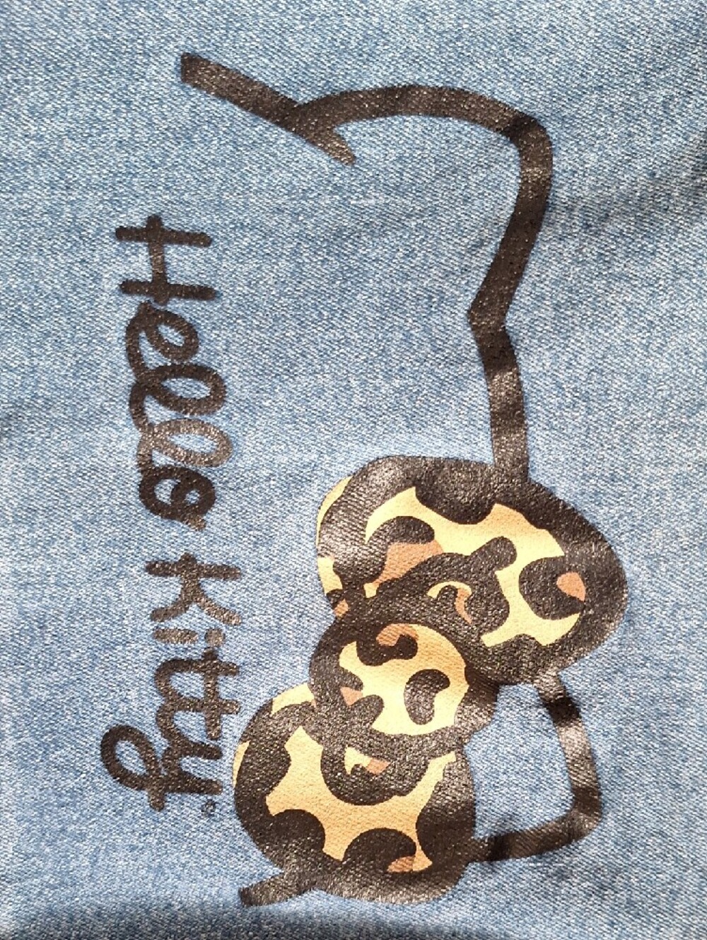 Hello Kitty Light Blue Denim Mini Slip Dress with Leopard Bow - Picture 4 of 6